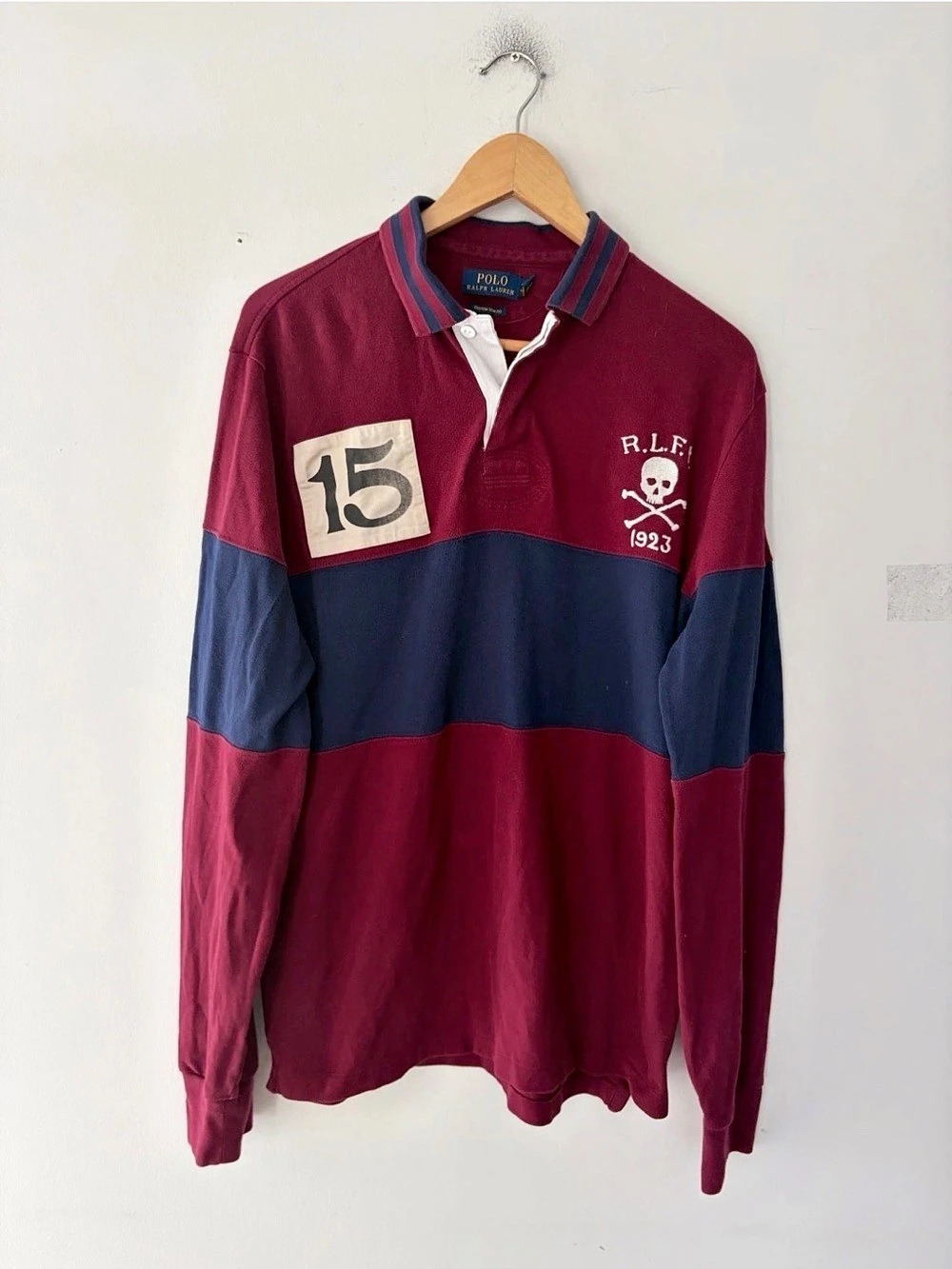 Polo Ralph Lauren RLFC 1923 Skull and Crossbones Rugby Shirt Rugby Polo Burgundy
